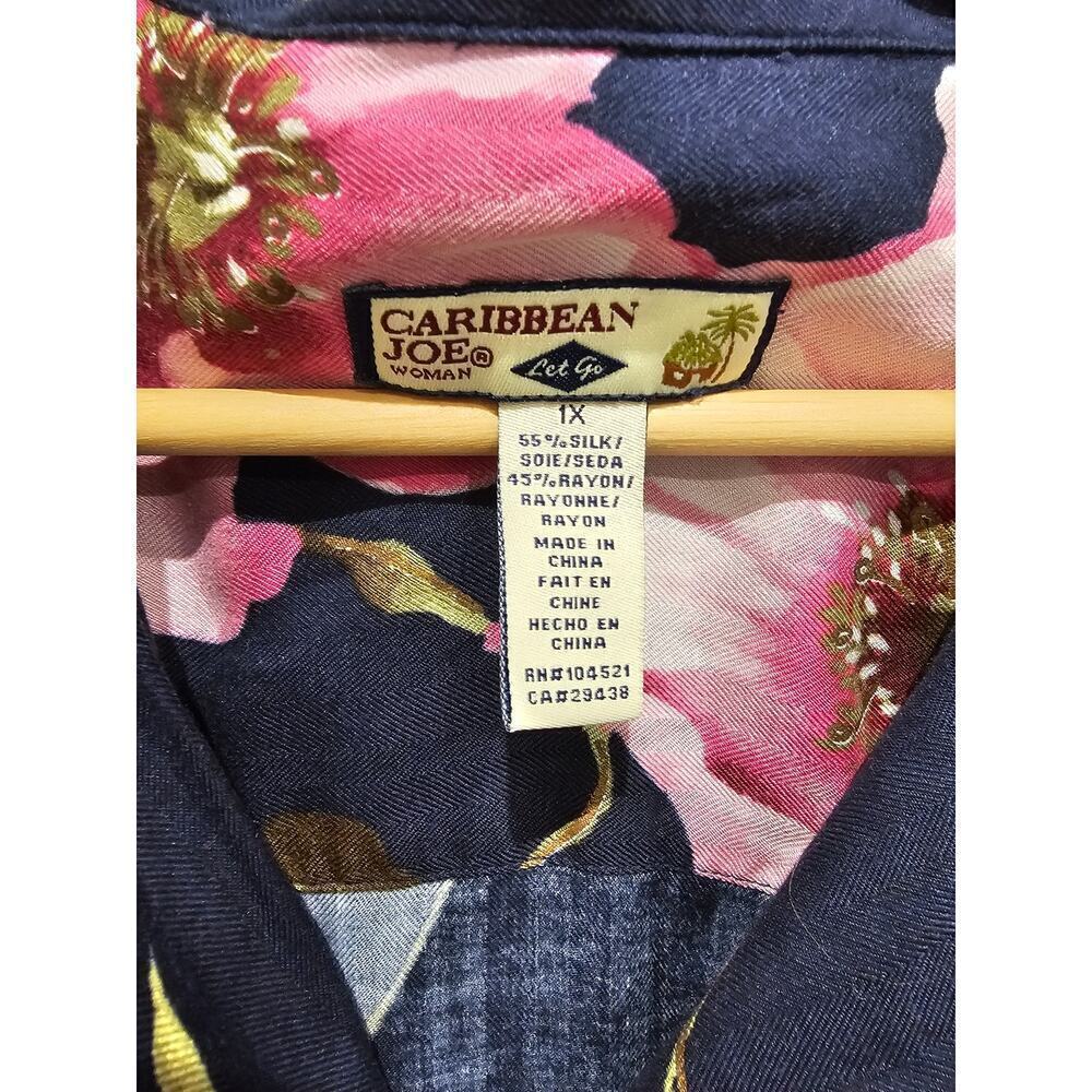 Caribbean Joe Blue floral Hawaiian shirt sz 1x - Picture 3 of 3
